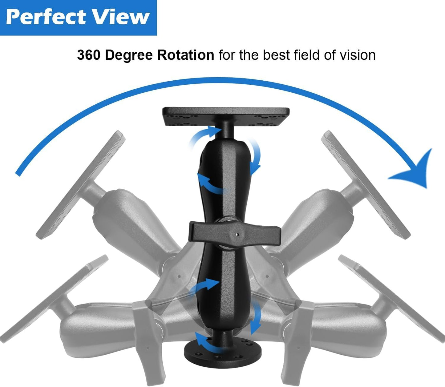 WINDFRD Aluminum 1.5" Ball Fish Finder Mount for Hummingbird Helix 5,7, etc., C Size Universal Marine Electronics Mount, Compatible with RAM, Arkon, iBolt and More