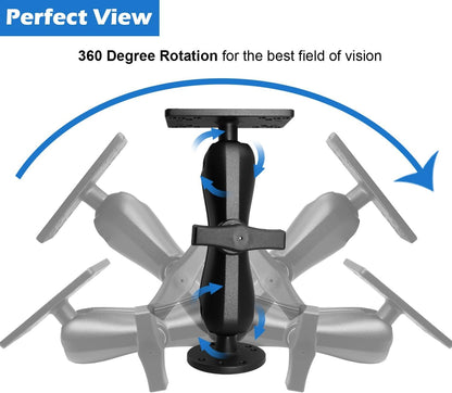 WINDFRD Aluminum 1.5" Ball Fish Finder Mount for Hummingbird Helix 5,7, etc., C Size Universal Marine Electronics Mount, Compatible with RAM, Arkon, iBolt and More