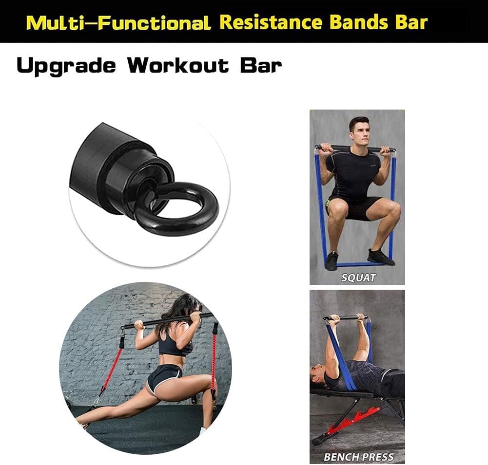 OYINDIZ Resistance Band Bar, Home Gym Workout Pilates Bar 38Inch Strength Training Exercise Bar Heavy Duty Lifting Fitness Bar for Resistance Band Training, Core Muscle Training
