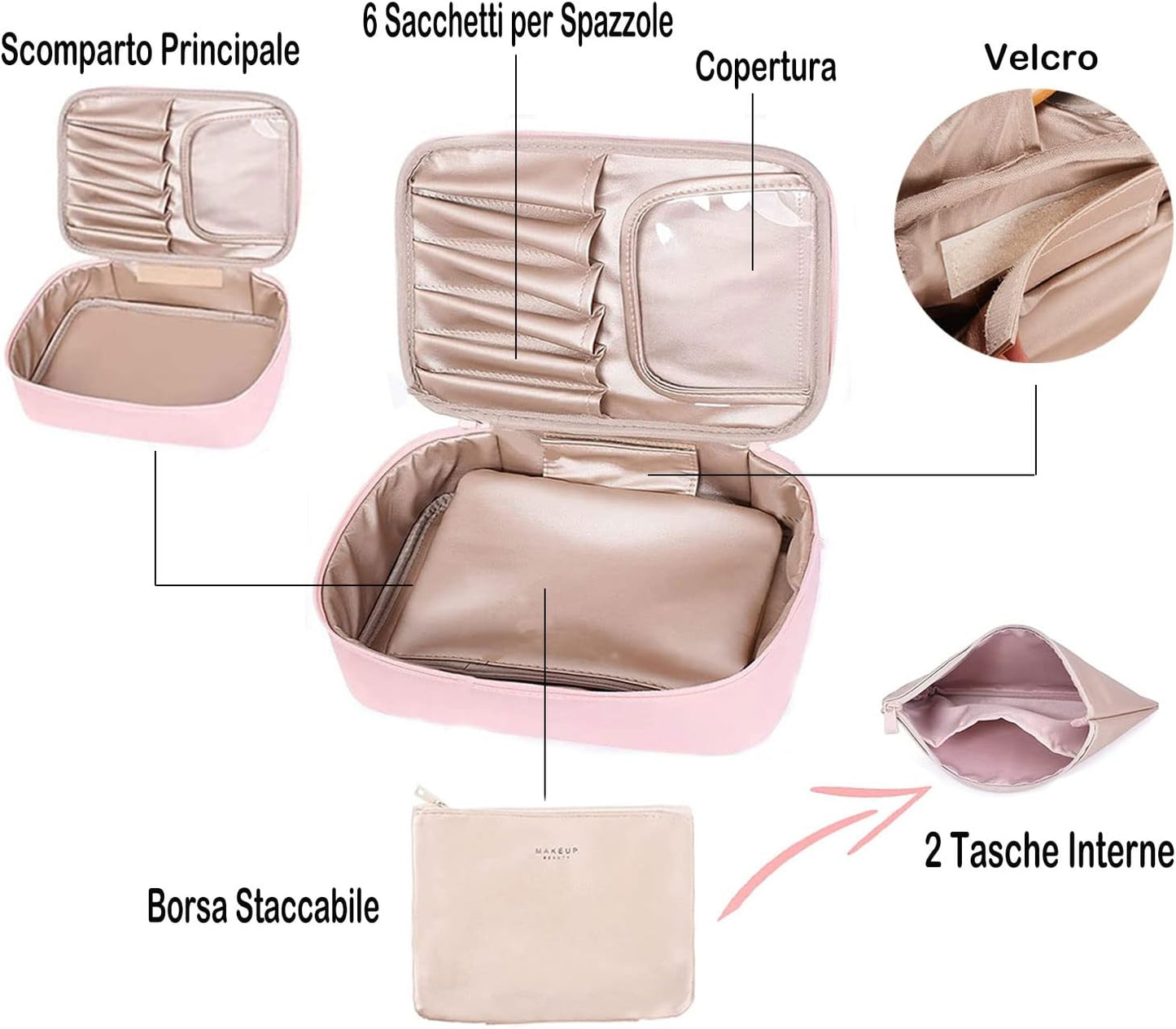 Women's Travel Beauty Case Make Up Bag Make Up Bag for Women Travel Useful Accessories, pink
