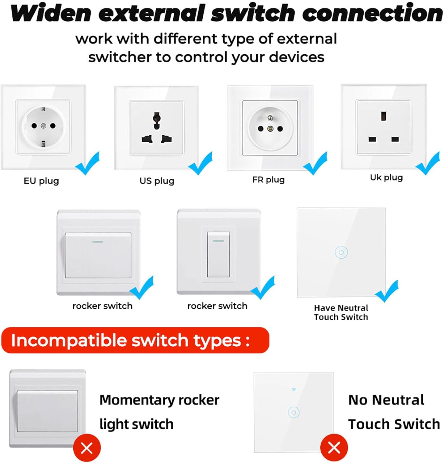 Interruttore di interruttore luminoso intelligente Professional WiFi Control Timing Countdown Funzione Smart Home Switch for Zigbee Electrical Elettrics Lightings (16A-W2)