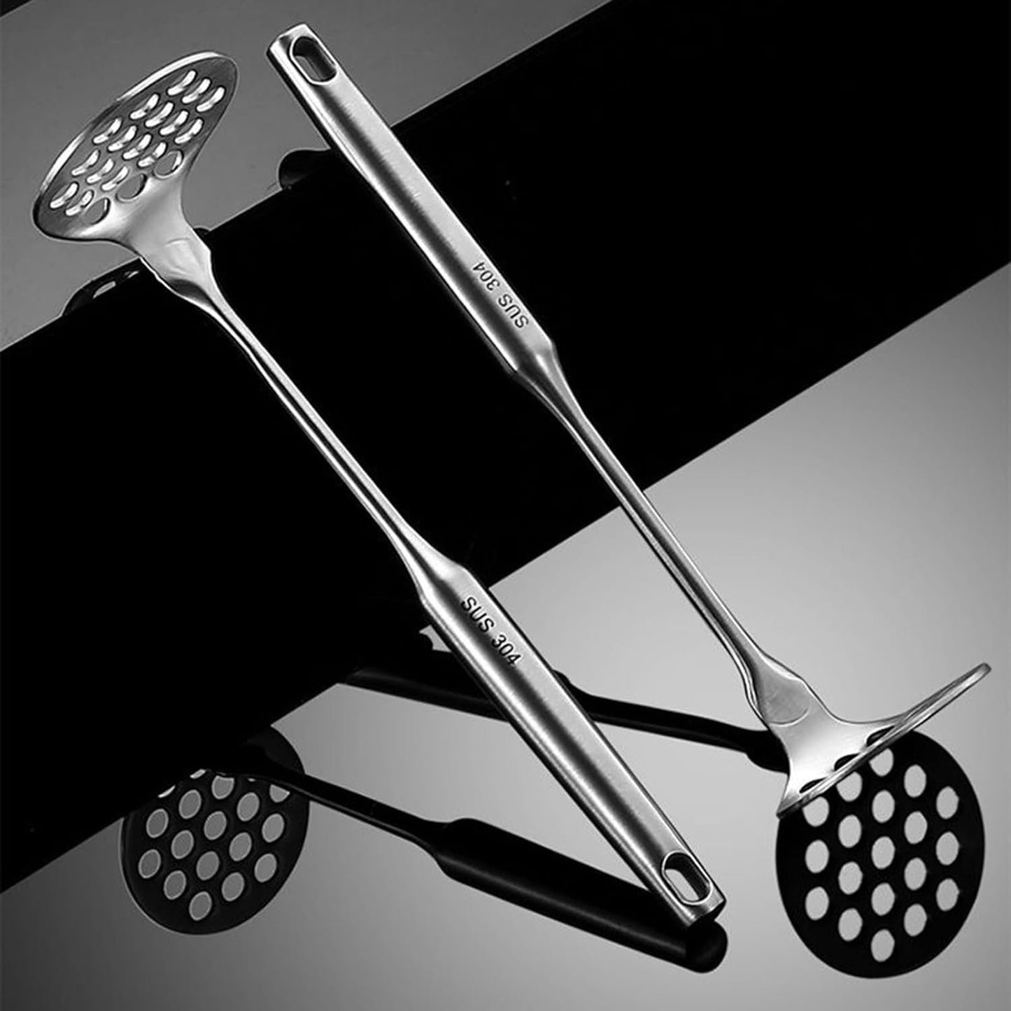 Metal Potato Masher - Beans Smasher,Metal Kitchen Tool Baby Food Meat Non-Slip Masher Rust-Proof for Cooking Prep