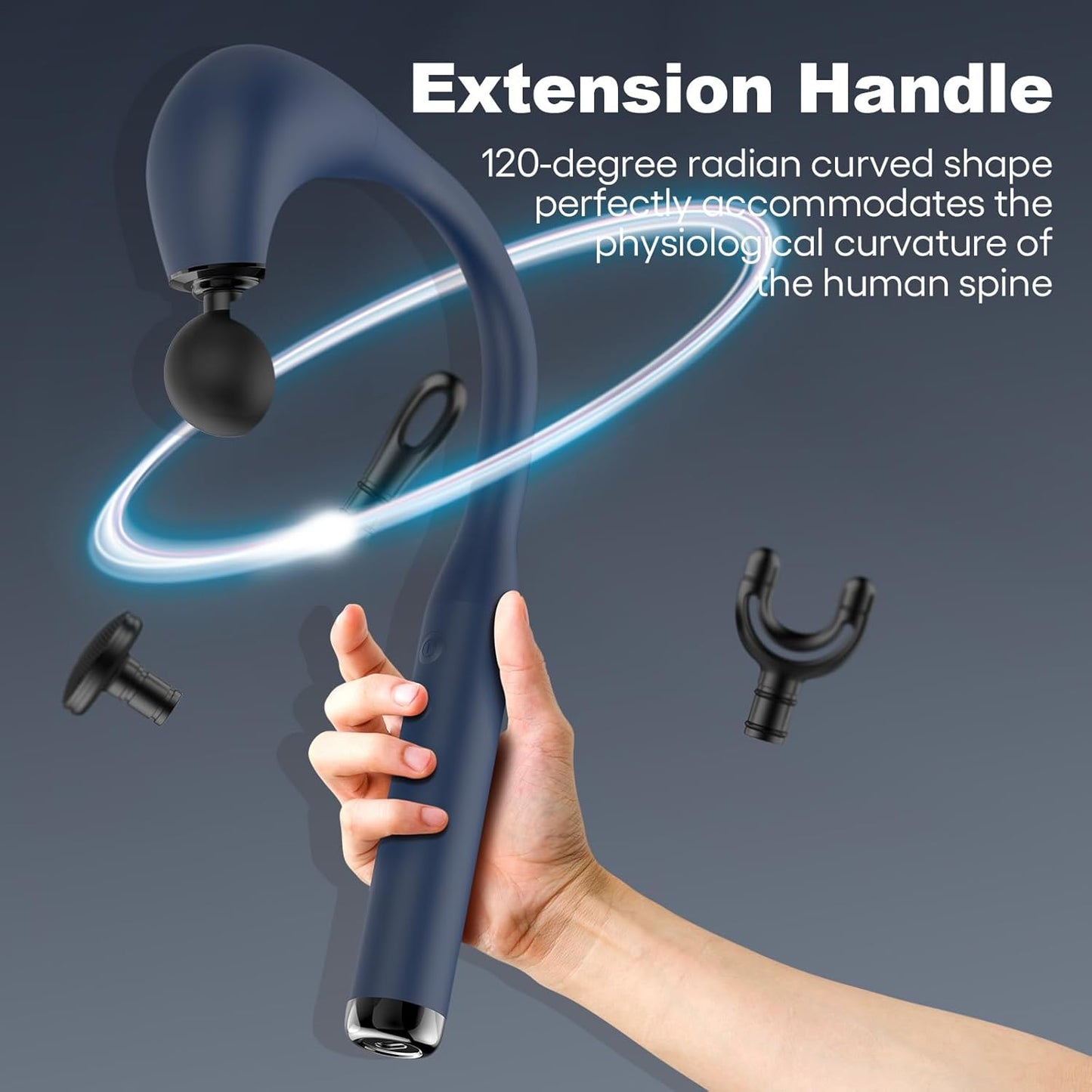 Fronnor Massage Gun with Extended Handle Revolutionary U-Shaped Back Massager for Pain Relief Deep Tissue Body Massager for Neck,Shoulder,Leg-Reach Every Muscle with Ease