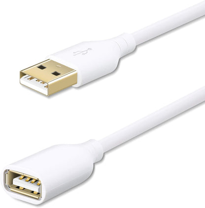 Fasgear [10ft/3m] USB 2.0 Extension Cable - A Male to A Female Charging and Syncing USB Extender Cord (10ft, White)