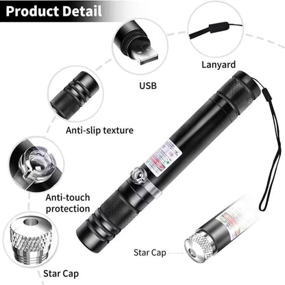 Professional Rechargeable Flashlight Long Distance Range Light for TV/LED/LCD Screens, Tactical Flashlights for Outdoors Astronomic Constructions Indoor Presentation Office (Green)