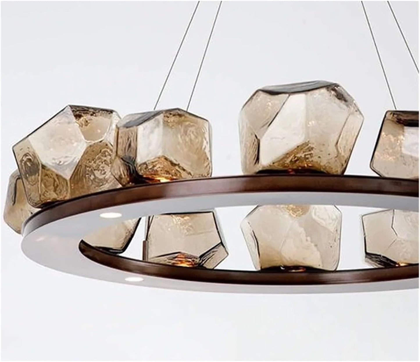 Modern Round Chandeliers for Living Room Restaurant Bedroom Pendant Lamps Creative Rock Glass Hanging Light Decoration Indoor Lighting Hanging Light Fixtures