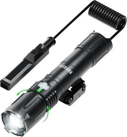 Feyachi 2000 Lumens Tactical Flashlight - Dual Tail Switches Light Adjustable Focus Rechargeable 4 Modes M-Rail/Picatinny Rail Mountable with Pressure Switch for Law Enforcement and Emergency Use