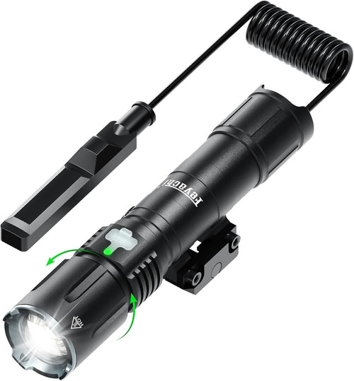 Feyachi 2000 Lumens Tactical Flashlight - Dual Tail Switches Light Adjustable Focus Rechargeable 4 Modes M-Rail/Picatinny Rail Mountable with Pressure Switch for Law Enforcement and Emergency Use