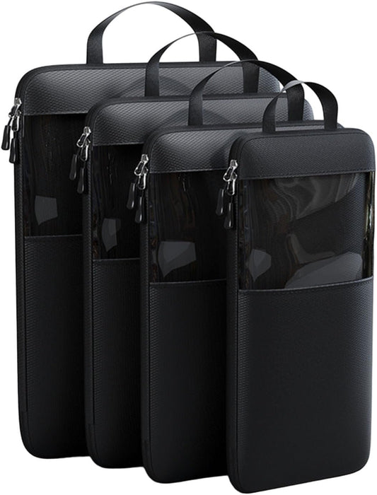 Vmohuyktx Set of 4 Efficient Luggage Organization Bags Functional Organized Packing Container Expandable Compression Cubes Bags