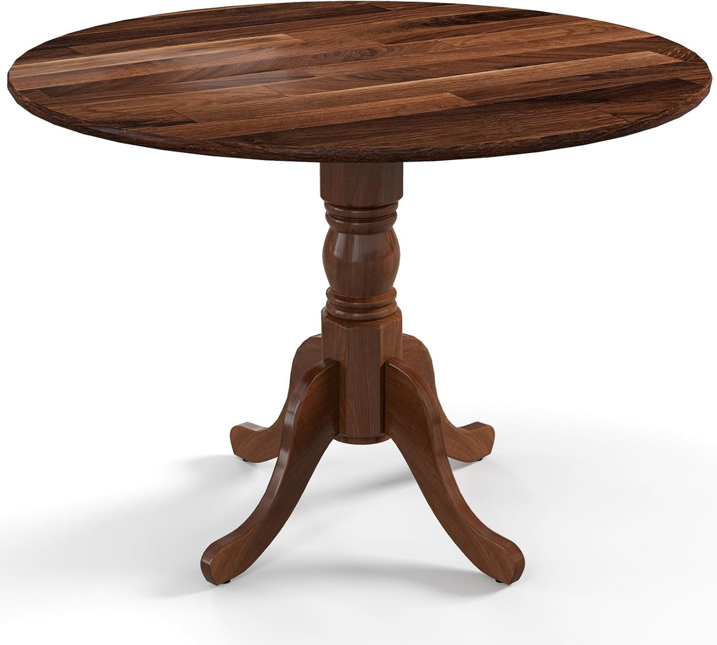 SILKYDRY 40-inch Round Dining Table, Rubber Wood Kitchen Dinette Table for 4 with Circle Tabletop & Pedestal Base, Mid Century Modern Dinette for Gathering, Leisure, Apartment, Bar (Walnut)