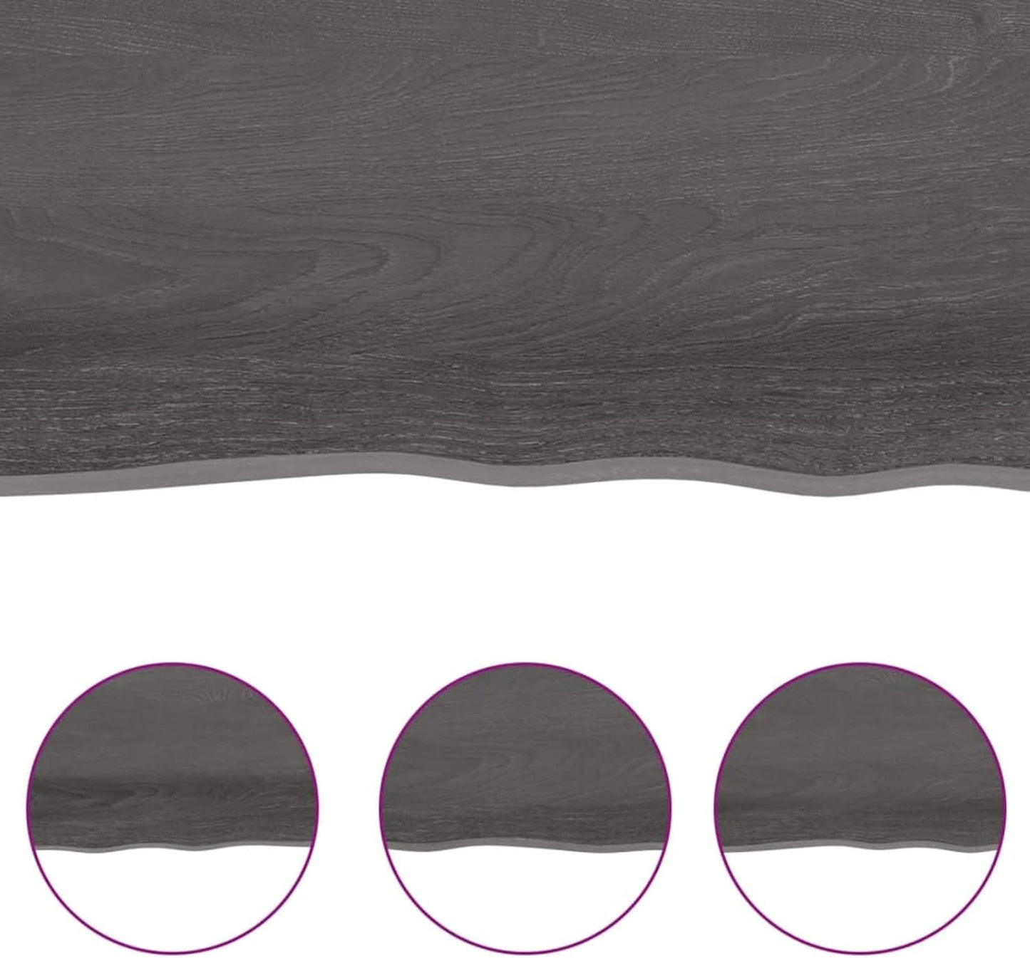 Solid Wood Tabletop, Dark Brown, 180 x 60 x (2-6) cm, Live Edge, Replacement for Kitchen Coffee Table, Dining Table, Desk Top, Durable Surface, Versatile Use