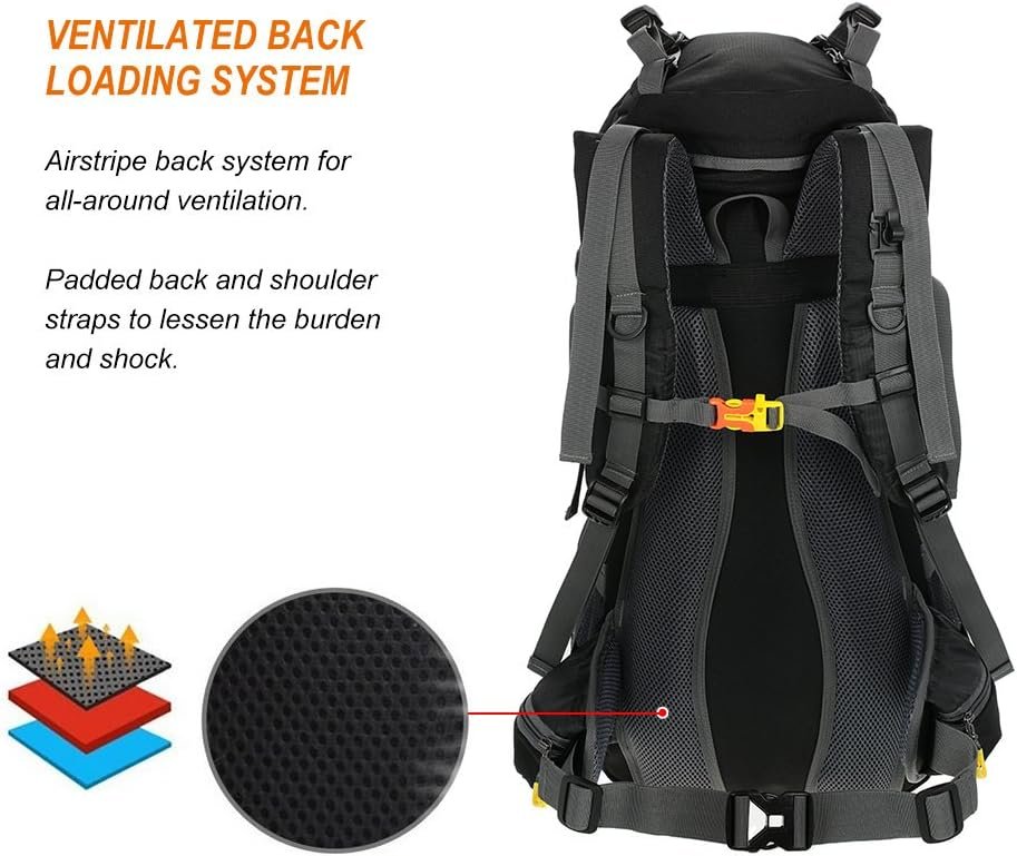 Mingzhe 50L Water Resistant Outdoor Sport Hiking Camping Travel Backpack Pack Mountaineering Climbing Backpacking Trekking Bag Knapsack with Rain Cover