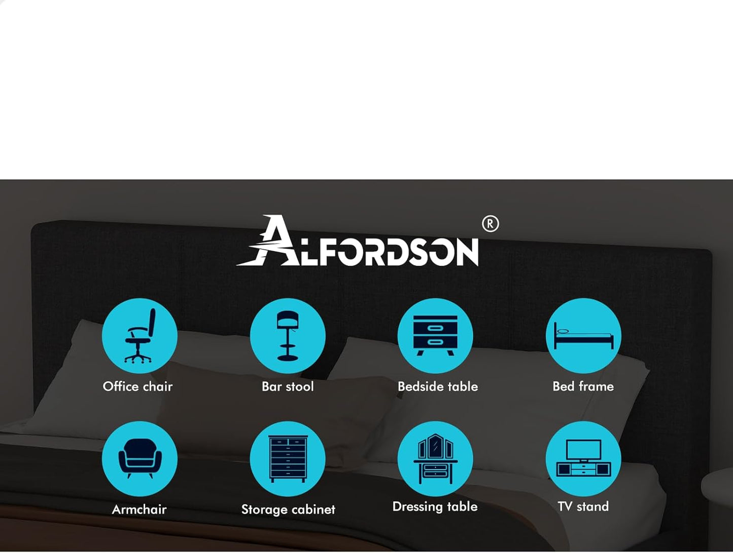 ALFORDSON Bed Frame with Gas Lift Storage Base Double Size, Bed Platform Foundation with Linen Fabric Upholstered Tufted Headboard for Mattress Topper, Tricia Fabric Charcoal
