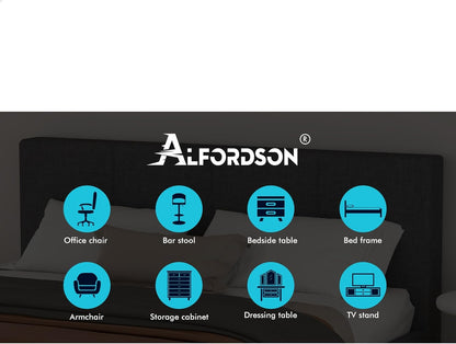ALFORDSON Bed Frame with Gas Lift Storage Base Double Size, Bed Platform Foundation with Linen Fabric Upholstered Tufted Headboard for Mattress Topper, Tricia Fabric Charcoal