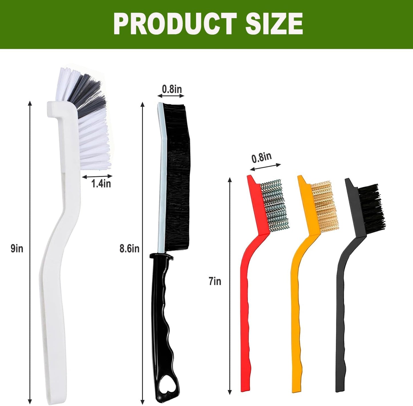 BEANPRECOY 8PcsCrevice Cleaning Brushes Hard Bristle Scrub Brush Set for Toilet Bathroom & Kitchen Grout Brush with Durable Handle for Groove Corner and Tile Cleaning Home Essentials Cleaning Supplies