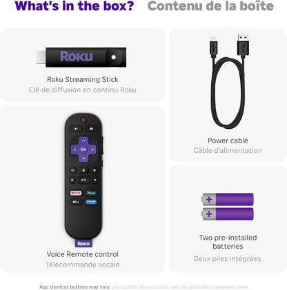 Roku® Streaming Stick™ 2025 - HD Roku Streaming Device for TV with Voice Remote - Free & Live TV