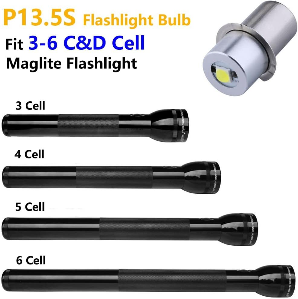 LudoPam High Power LED Upgrade Bulb 3W DC 4-12V Replacement Part LED Conversion Kit Bulbs Compatible for MagLite Flashlights 3-6 Cell C&D
