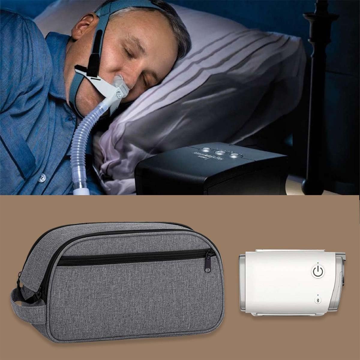 Tiny Chou CPAP Travel Bag Compatible with ResMed AirMini Machine and Accessories, Portable CPAP Equipment and Supplies Carrying Bag, Lightweight CPAP Organizer Case Storage Bag with Pockets (Grey)