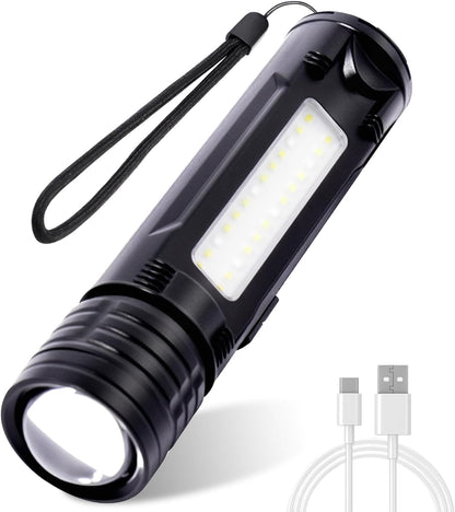 Flashlight Rechargeable, 5 Modes LED Torch Light 500000 High Lumen Super Bright, Zoomable, Water-Resistant, Tactical Flashlights for Camping, Hiking, Emergencies, Dog Walking Outdoor Indoor