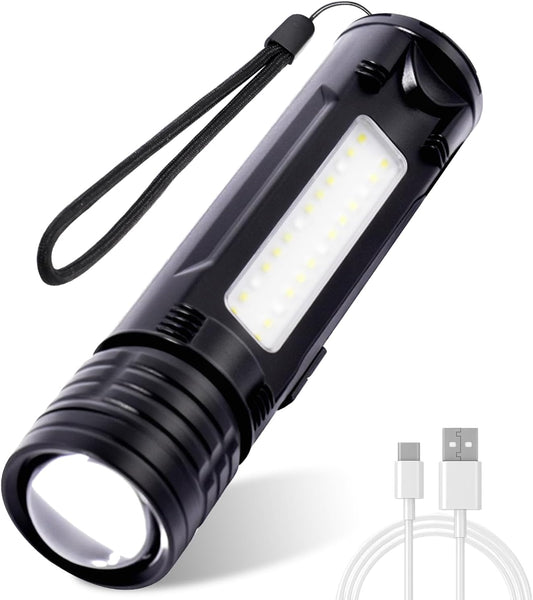 Flashlight Rechargeable, 5 Modes LED Torch Light 500000 High Lumen Super Bright, Zoomable, Water-Resistant, Tactical Flashlights for Camping, Hiking, Emergencies, Dog Walking Outdoor Indoor