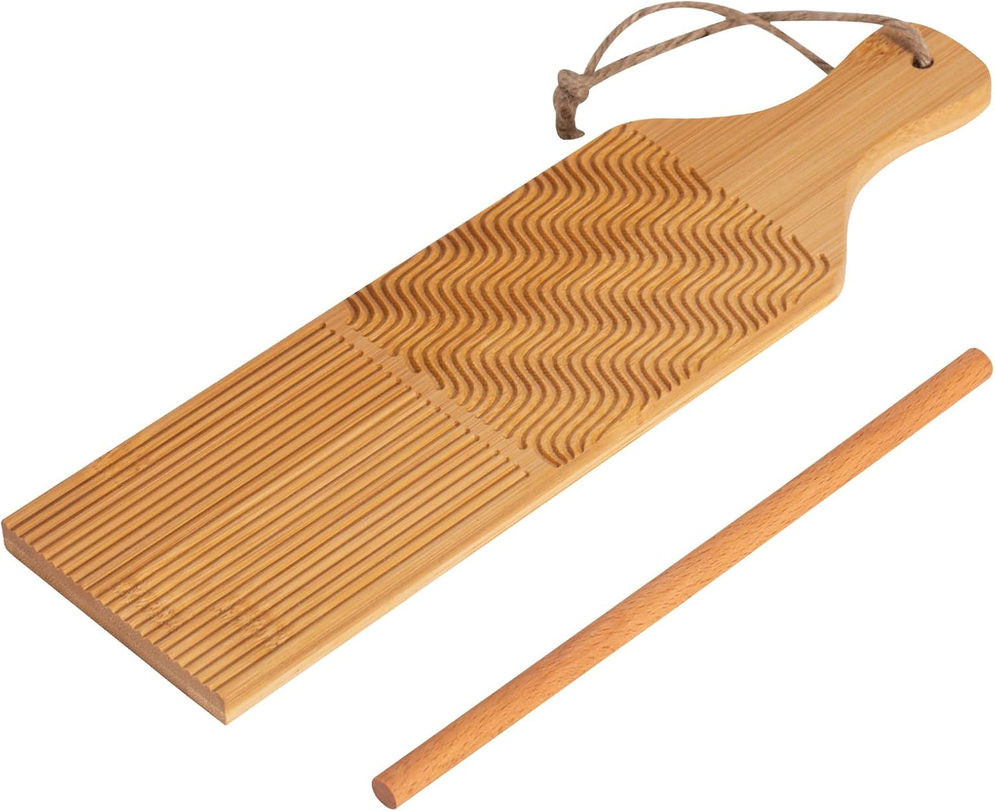 Gnocchi Board Hand Crafted Gnocchi Paddle with Garganelli Stick Maveite Cavatelli Pasta Maker Pasta Board Gnocchi Ridges Roller Natural Bamboo Kitchen Gadgets Tools