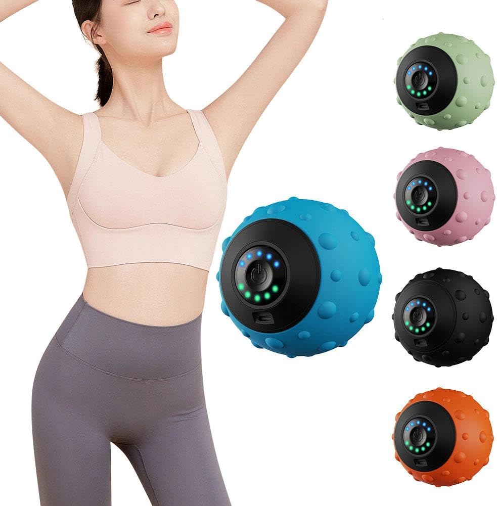Vibrating Ball Massager, Electric Fascia Ball Muscle Relaxation Massager Fitness Yoga Exercise Recovery Vibration Handball, Mobility Ball for Workout Recovery, Pain Relief (Black)