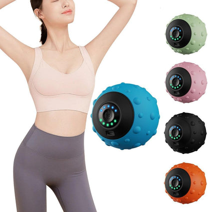 Vibrating Ball Massager, Electric Fascia Ball Muscle Relaxation Massager Fitness Yoga Exercise Recovery Vibration Handball, Mobility Ball for Workout Recovery, Pain Relief (Black)