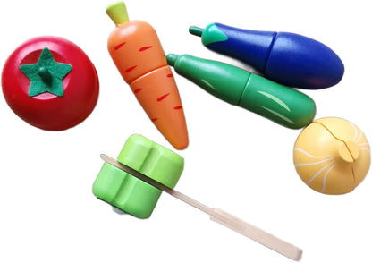 BEACENOV Wooden Play Food Toy for Toddler,Kids Kitchen Play Food Set,Play Kitchen Accessories,Pretend Play Toy Food Set,Toddler Montessori Educational Toy for Boys Girls Gift,Cutting Fruits Vegetables