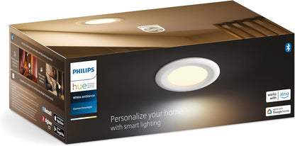 Philips Hue White Ambiance Smart Downlight 90mm V2 (4-Pack) 800 Lumens â€“ Energy-Efficient LED Downlights, Dimmable, Compatible with Hue Bridge, Alexa, and Google Assistant