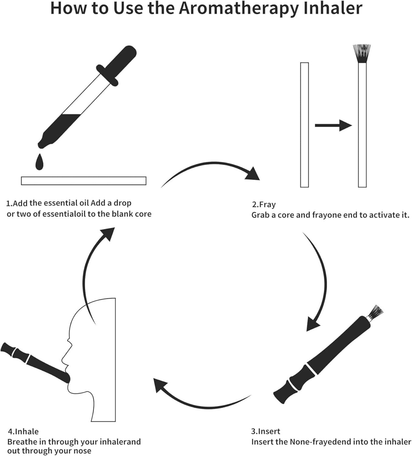 SVELNIO Aromatherapy Essential Oil Inhaler, Smoking Quit Inhaler Stick, Personal Wooden Essential Oil Diffuser with 3 Packs of Empty Cotton Wicks