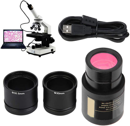 Electronic Microscope Eyepiece 1.3MP USB 2.0 Electronic Eyepiece with Two Microscope Adapter Rings 23.2mm 30.5mm 30.5mm Plug and Play