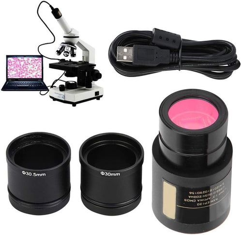 Electronic Microscope Eyepiece 1.3MP USB 2.0 Electronic Eyepiece with Two Microscope Adapter Rings 23.2mm 30.5mm 30.5mm Plug and Play