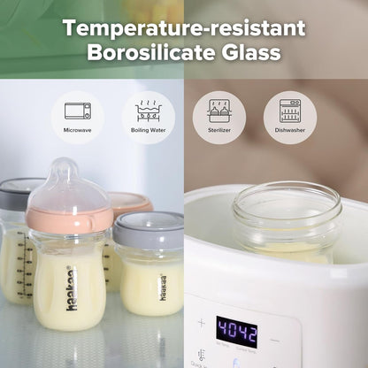 haakaa Gen.3 Natural Glass Baby Bottle -Wide Neck Anti-Colic Variable Flow Nipple - 6M+ Breastfed Babies Newborn Registry Essentials,BPA-Free, 6 oz/180 ml, Peach