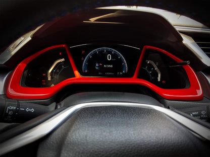 Red Dashboard Instrument Panel Dial Trim Cover Frame ABS Decal Interior Accessories for Honda 10th Gen Civic 2016 2017 2018 2019 2020