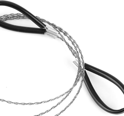 Pocket Chainsaw Wire Saw Emergency Wire 25.6 Inch Portable Hand Chainsaw Outdoor Survival Wire Steel Wire Saw Scroll for Emergency Travel Outdoor Camping Gear Wilderness Survival Chain Saw