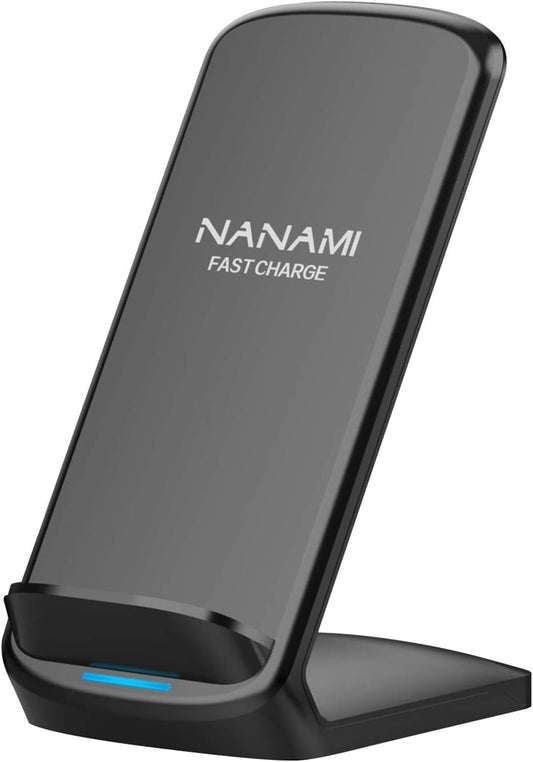 NANAMI Upgraded 15W Fast Wireless Charger, Wireless Charging Stand Compatible with iPhone 16/15/14 Pro Max/13/12/11/XR/XS Max/X/8, Qi Charger for Samsung Galaxy S25/S24/S23/S22/S21/S20 fe/S10/S9