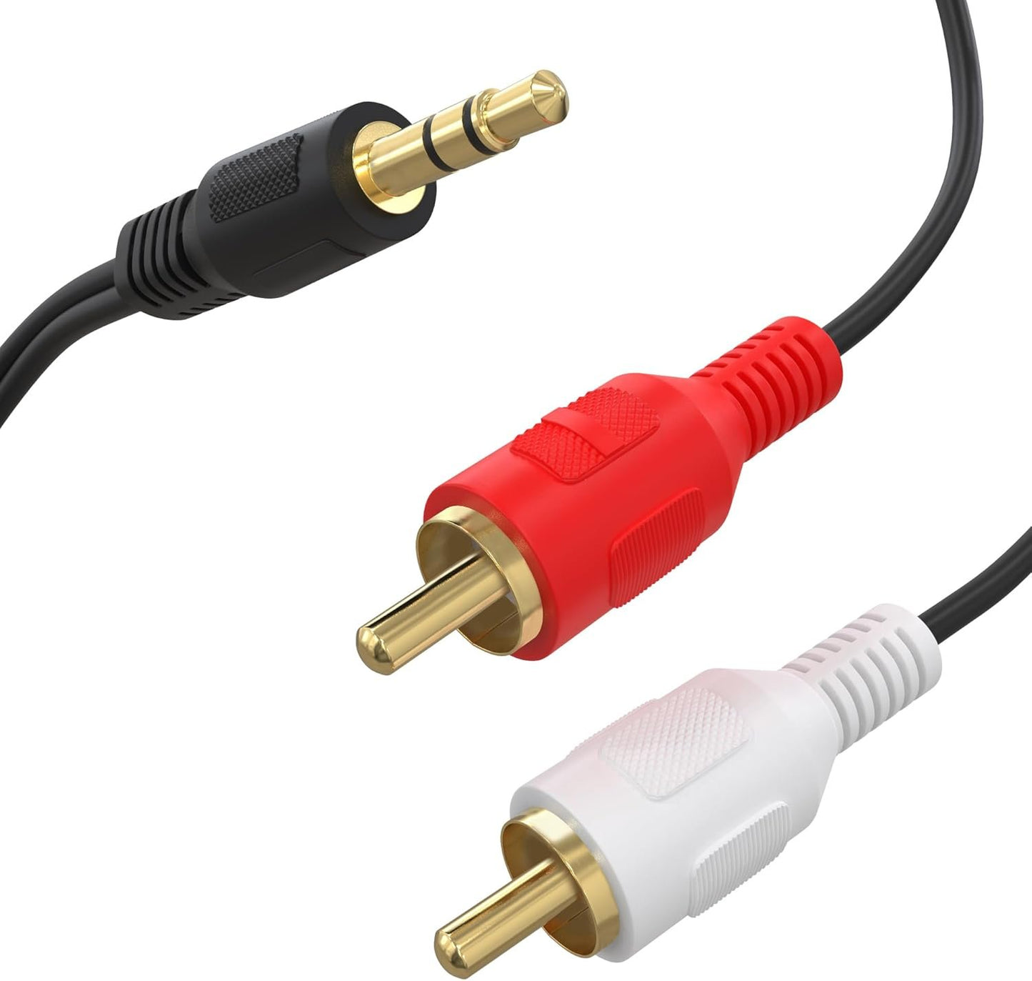 Cmple - 3.5mm Male Stereo to 2 Male RCA Audio Adapter Cable - 6 Feet, Black (1081-725-N)