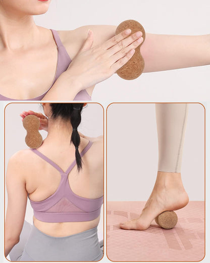 Cork Peanut Massage Ball, Peanut Double Lacrosse Massage Ball for Deep Tissue Muscle Massage, Myofascial Release, Trigger Points, Muscle Knots, and Yoga Therapy
