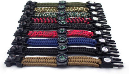 21 in 1 Survival Bracelet, 7 Core Paracord Emergency Sports Wristband Gear Kit Waterproof Compass, SOS LED Light, Thermometer, Rescue Whistle, Fire Starter Multi-Tool Wilderness Adventure Accessories, Nylon