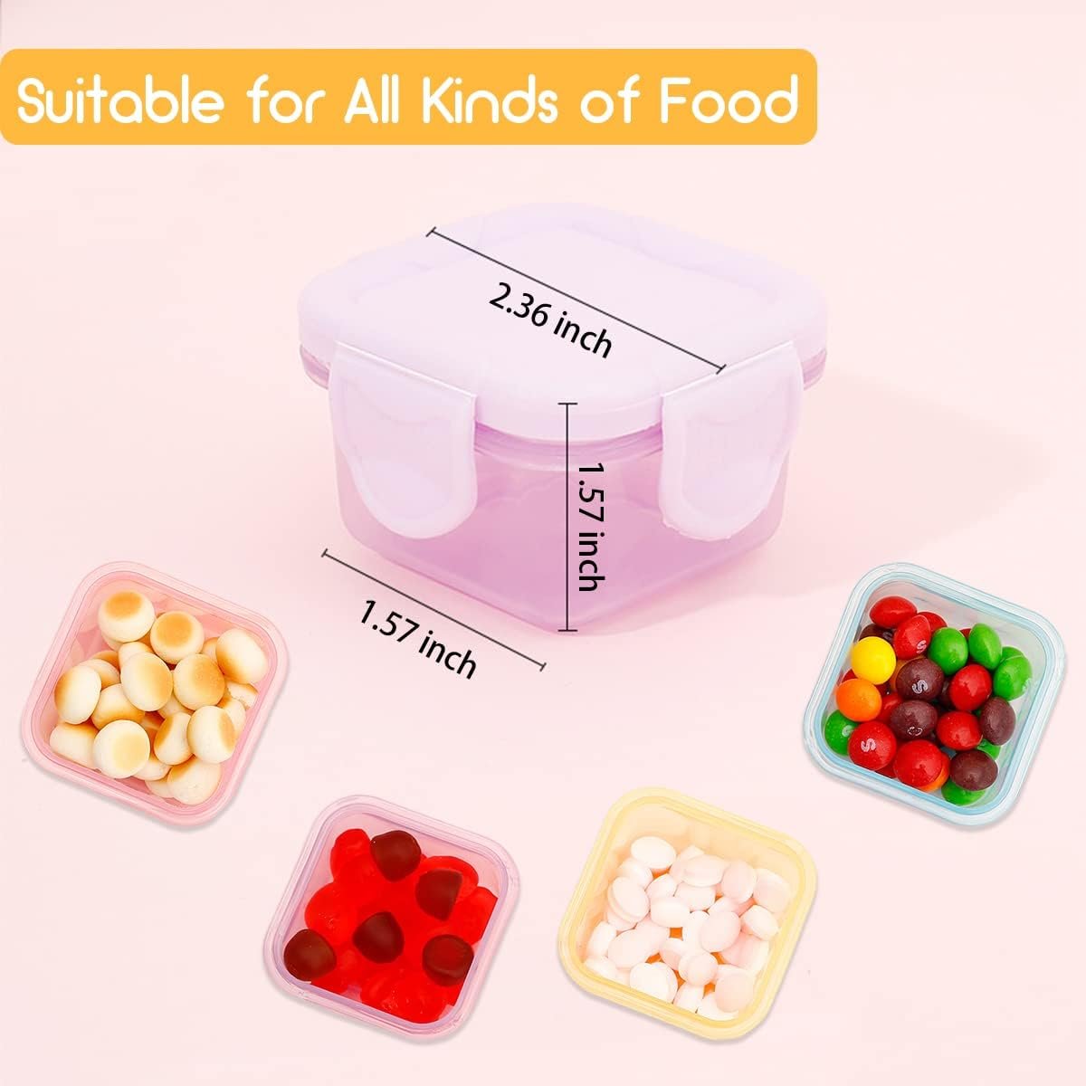 6pcs Salad Dressing Containers to Go Small Plastic Condiment Container with Leak proof Lids 2oz Reusable Mini Food Storage Containers for Lunch Bento Box Picnic Travel