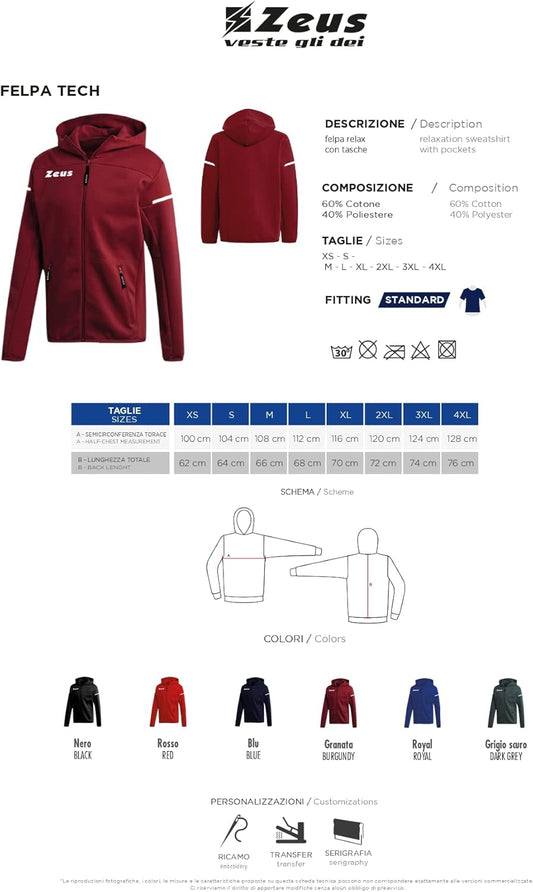 Zeus Tech Zeus Hooded Sweatshirt Relax Fitness Gym Leisure Tracksuit Training Sport Free Time Training Football Football