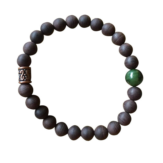 Mens Bracelet, Agarwood Bracelet, Canadian Nephrite Jade Bracelet, Mens Wood Bracelet, Jade Bracelet, Healing,Yoga Meditation.