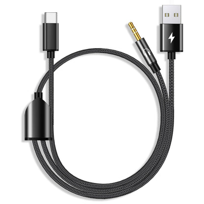 USB C to 3.5mm Aux Cable, 2 in 1 USB C to 3.5mm Car Stereo Aux Headphone Jack Cable with USB C Charging Compatible with iPhone 15/15+/15Pro, Galaxy S24/S23 Ultra/S22/S21/S21FE/S20, Pixel 8/7Pro/6/6Pro