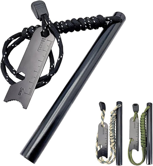 Ferrocerium Flint Rod 15cm x 1.3cm Survival Fire Starter with Striker para-Cord - Essential Survival Tool for Outdoor Adventures