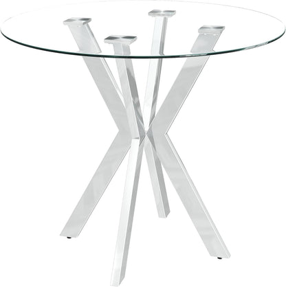NIERN Tempered Glass Dining Table 31.5'' Round Kitchen Table with Sliver Metal Legs Modern Style for Home, Kitchen, Dining Room