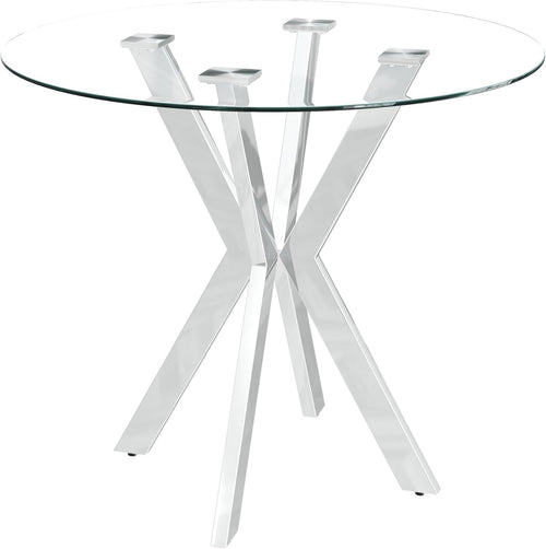 NIERN Tempered Glass Dining Table 31.5'' Round Kitchen Table with Sliver Metal Legs Modern Style for Home, Kitchen, Dining Room
