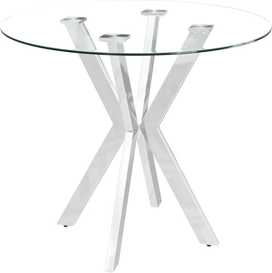 NIERN Tempered Glass Dining Table 31.5'' Round Kitchen Table with Sliver Metal Legs Modern Style for Home, Kitchen, Dining Room