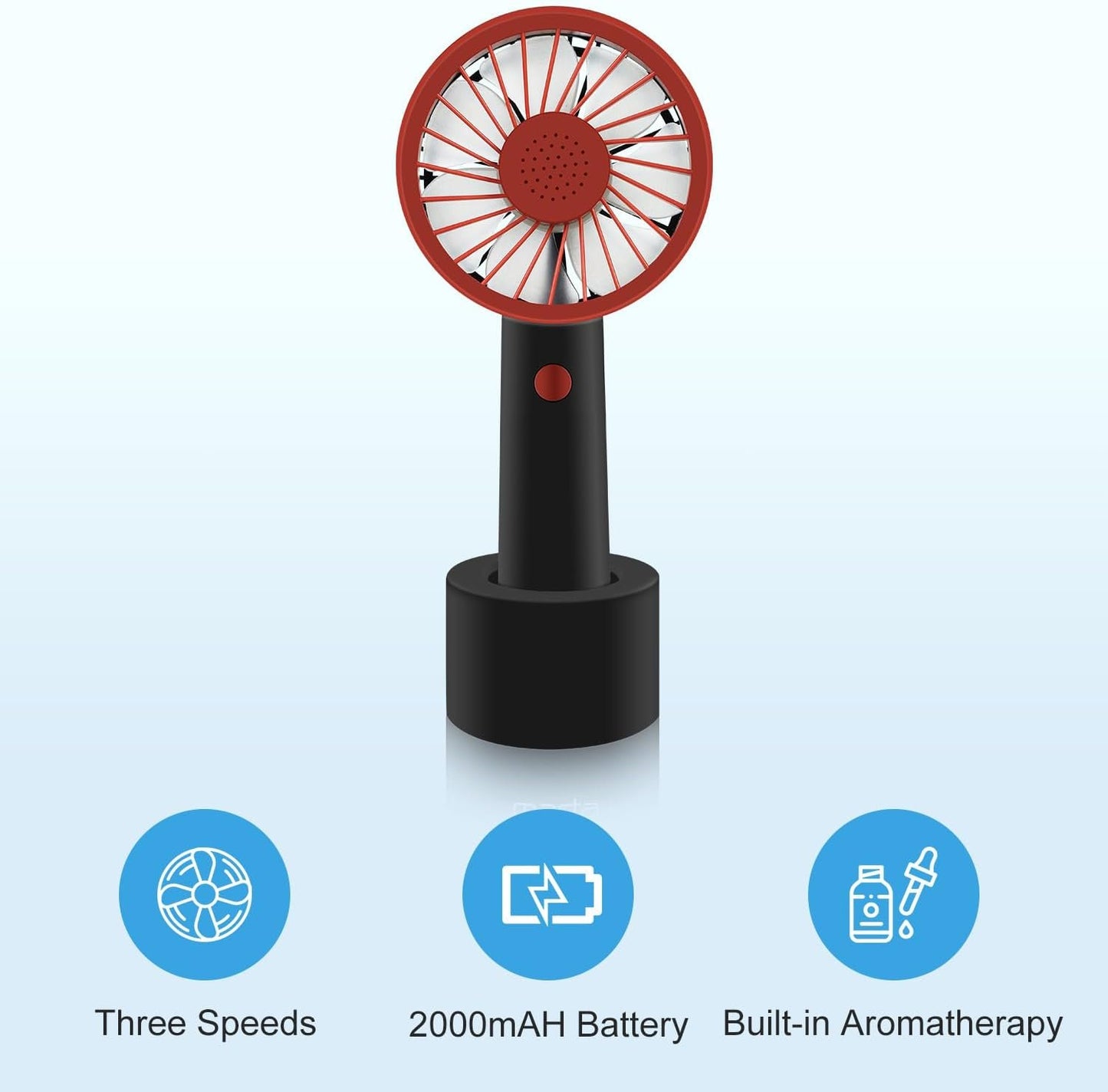 Portable Handheld Fanï¼ŒAromatherapy Diffuser Design, Personal Desk Fan with Base, 2000mAh Battery Powered small Fan with 3 Speed, rechargeable USB fan for outdoor, travel essentials