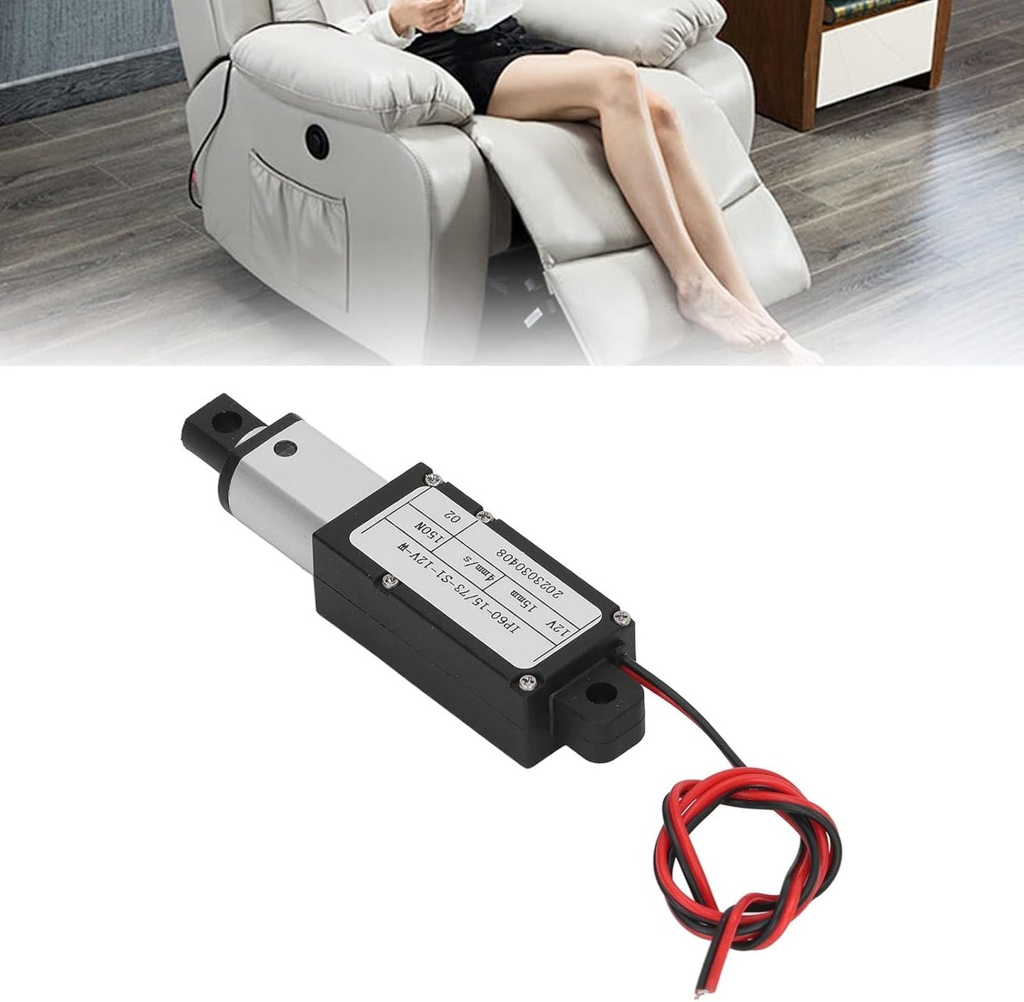 15mm Stroke Micro Linear Actuator, 12V Force 150N Speed 4mm / s Mini Electric Linear Actuator Built in Limit Switch, Electric Motion Actuator for Home Automation, Robotics, Cabinet (No Bracket)