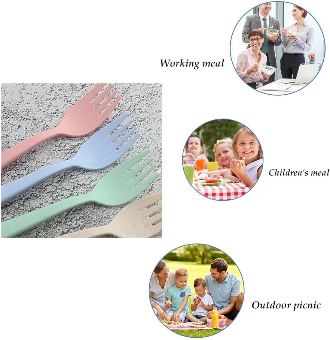 4 Sets Wheat Straw Cutlery, Food-Grade Cutlery Set, Reusable Portable Travel Utensil Set with Case, Camping Utensils Spoon Knife Fork Tableware Set, for Kids Adult (4 Colors)